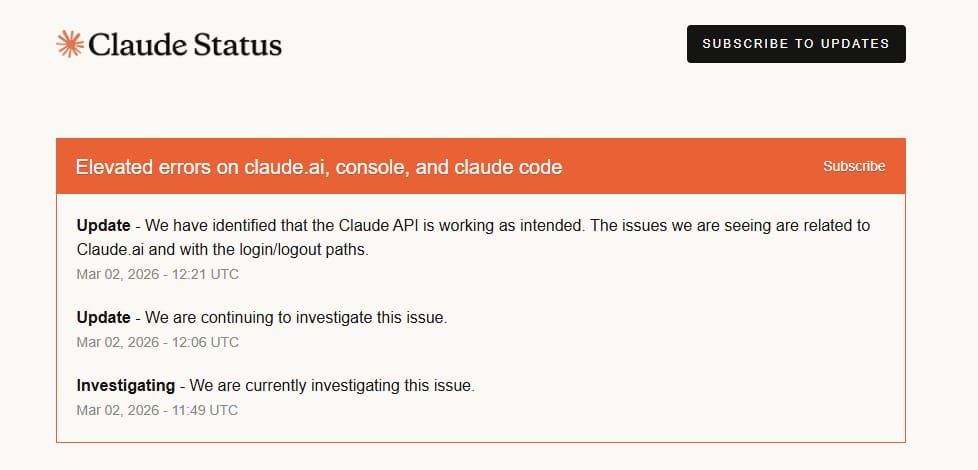Is Claude.ai Down Today? Major Outage Reported on March 2, 2026 4 Is Claude.ai Down Today